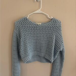 Blue thick crochet sweater